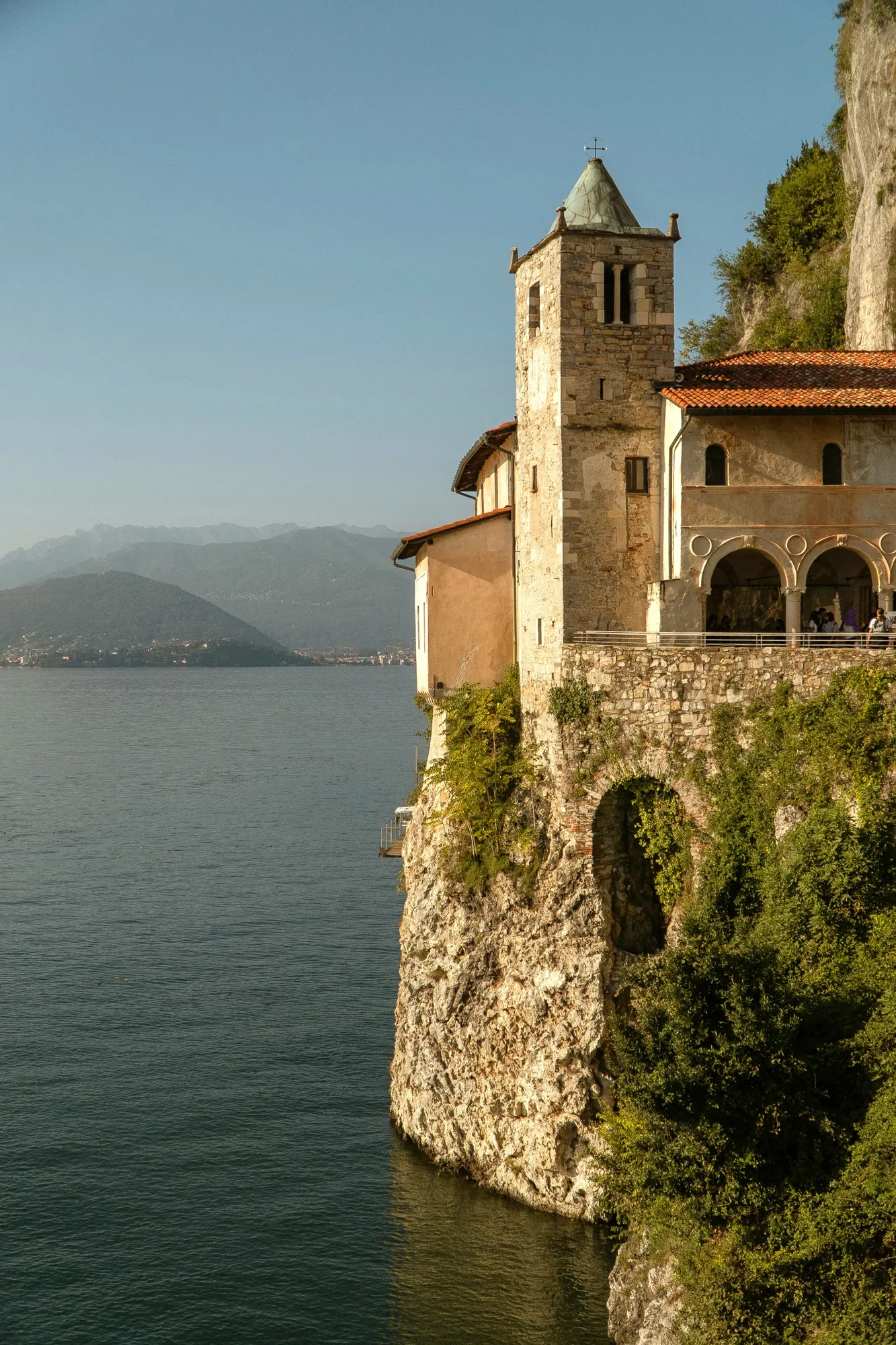 Hermitage built into the cliff face above Lake Maggiore